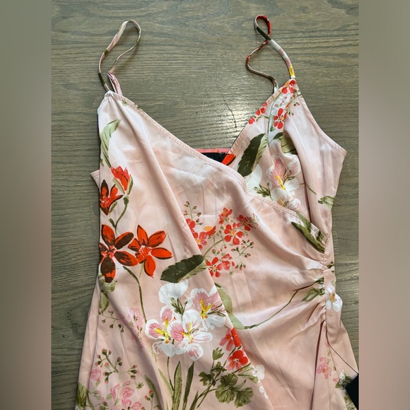 NEW Lulus Remarkable Entrance Pink Floral Print Satin Midi Dress Large NWT - Picture 7 of 8